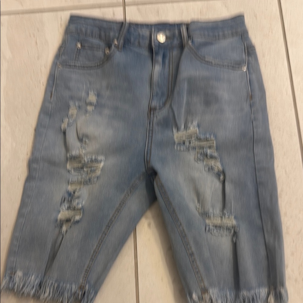 Distressed Denim Shorts